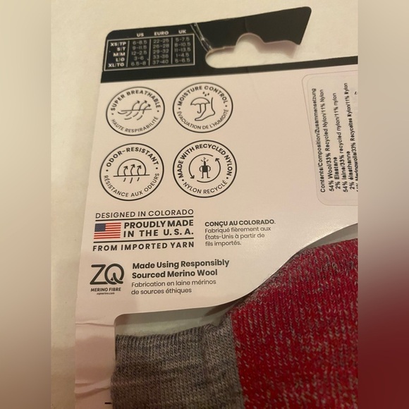 Smartwool Kids' Hike Merino Wool Crew Socks Size Medium 12-2.5 NWT - Picture 5 of 8